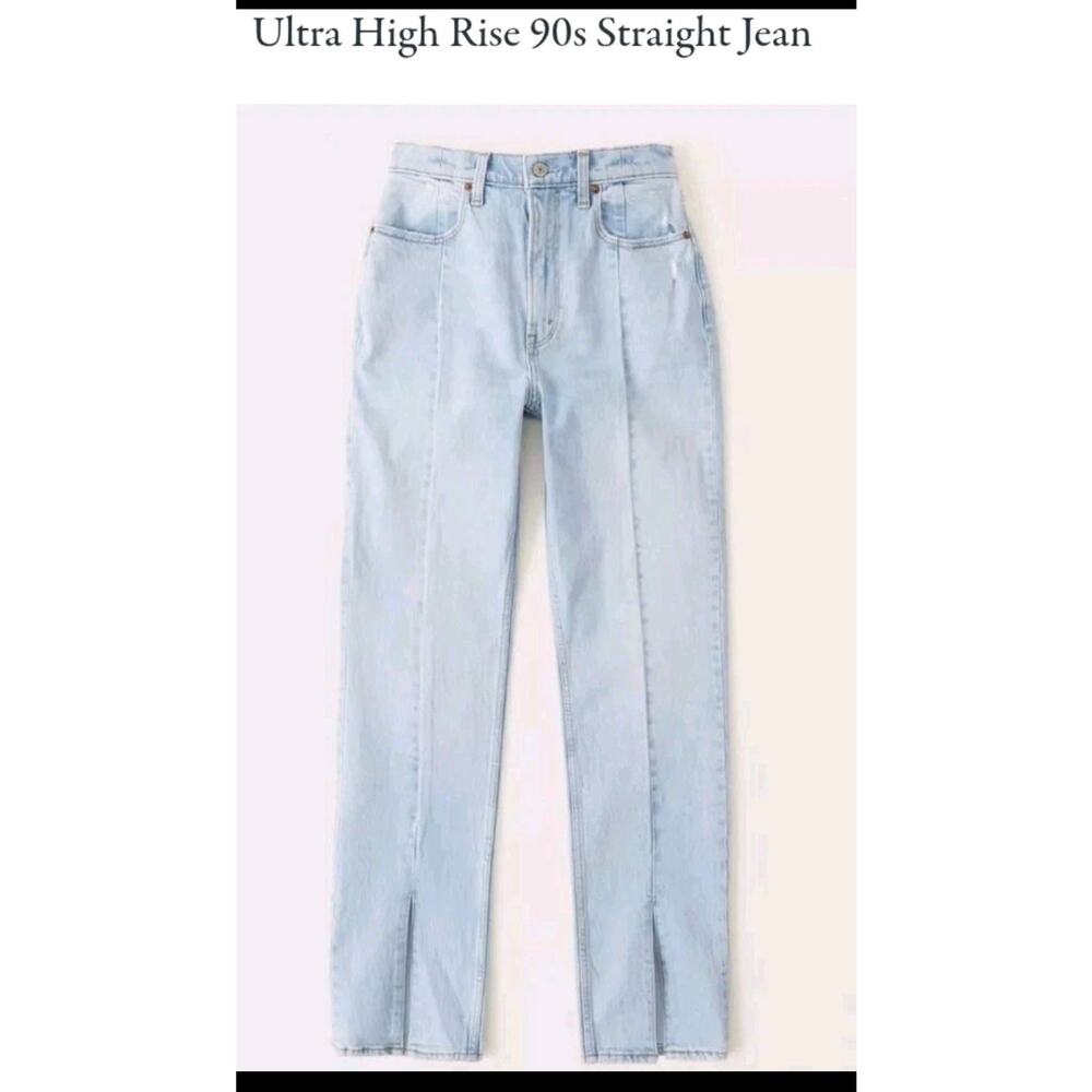 Abercrombie 90s Straight Ultra High Rise Jeans Size 30 Light Wash Model-off-duty